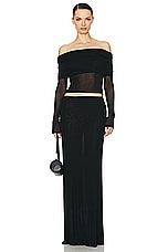 Helsa Sheer Knit Layered Maxi Skirt in Black, view 4, click to view large image.