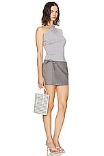Helsa Workwear Apron Mini Skirt in Dark Grey, view 4, click to view large image.