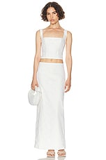 Helsa Eyelet Column Midi Skirt in Antique White, view 4, click to view large image.