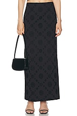 Helsa Eyelet Column Midi Skirt in Black, view 1, click to view large image.