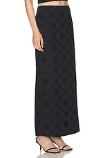 Helsa Eyelet Column Midi Skirt in Black, view 2, click to view large image.