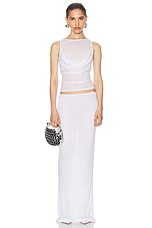 Helsa Sheer Knit Layered Maxi Skirt in White, view 4, click to view large image.
