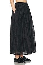 Helsa Handkerchief Midi Skirt in Black, view 2, click to view large image.