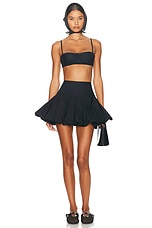 Helsa Poplin Bubble Skirt in Black, view 5, click to view large image.