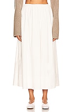 Helsa Cotton Poplin Midi Skirt in White, view 1, click to view large image.