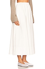 Helsa Cotton Poplin Midi Skirt in White, view 2, click to view large image.