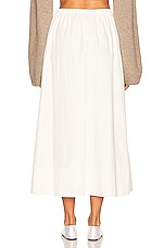 Helsa Cotton Poplin Midi Skirt in White, view 3, click to view large image.