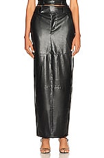 Helsa Waterbased Faux Leather Midi Skirt in Black, view 1, click to view large image.