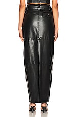 Helsa Waterbased Faux Leather Midi Skirt in Black, view 3, click to view large image.