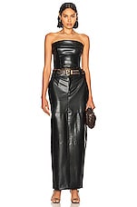 Helsa Waterbased Faux Leather Midi Skirt in Black, view 4, click to view large image.