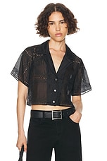 Helsa Handkerchief Camp Shirt in Black, view 1, click to view large image.