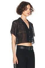 Helsa Handkerchief Camp Shirt in Black, view 2, click to view large image.