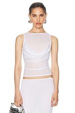 Helsa Sheer Knit Draped Top in White, view 1, click to view large image.