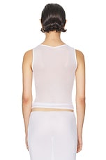 Helsa Sheer Knit Draped Top in White, view 3, click to view large image.