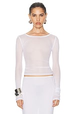 Helsa Mesh Long Sleeve Tee in White, view 1, click to view large image.