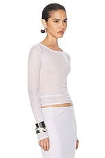 Helsa Mesh Long Sleeve Tee in White, view 2, click to view large image.