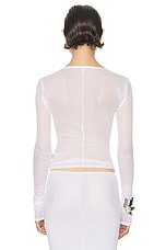 Helsa Mesh Long Sleeve Tee in White, view 3, click to view large image.