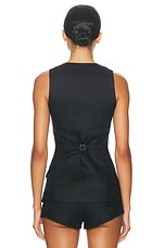 Helsa Linen Button Tunic in Black, view 3, click to view large image.