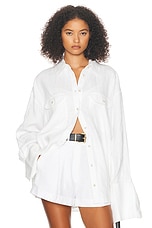 Helsa Washed Linen Shirt in Natural White, view 1, click to view large image.