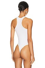 Helsa Organic Jersey Double Halter Bodysuit in White, view 4, click to view large image.