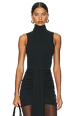 Helsa Turtleneck Tank in 2nd Skin Jersey in Black, view 1, click to view large image.