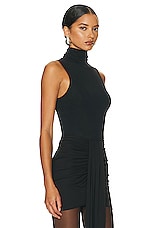 Helsa Turtleneck Tank in 2nd Skin Jersey in Black, view 2, click to view large image.
