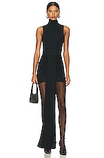 Helsa Turtleneck Tank in 2nd Skin Jersey in Black, view 4, click to view large image.