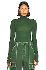 Helsa Jersey Long Sleeve Turtleneck in Forest, view 1, click to view large image.