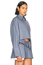 Helsa Chino Cropped Shirt in Blue Grey, view 2, click to view large image.