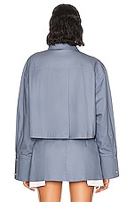 Helsa Chino Cropped Shirt in Blue Grey, view 3, click to view large image.