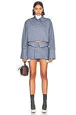 Helsa Chino Cropped Shirt in Blue Grey, view 4, click to view large image.