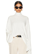 Helsa Jersey Oversized Turtleneck in White, view 1, click to view large image.