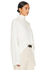 Helsa Jersey Oversized Turtleneck in White, view 2, click to view large image.