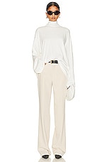 Helsa Jersey Oversized Turtleneck in White, view 4, click to view large image.