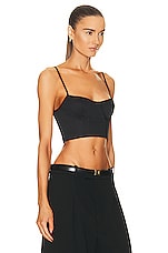 Helsa Stretch Cotton Sateen Bustier in Black, view 2, click to view large image.