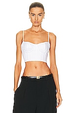 Helsa Stretch Cotton Sateen Bustier in White, view 1, click to view large image.