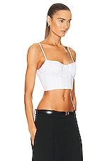 Helsa Stretch Cotton Sateen Bustier in White, view 2, click to view large image.