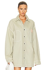 Helsa Denim Overshirt in Sage, view 2, click to view large image.