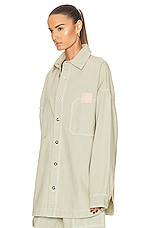 Helsa Denim Overshirt in Sage, view 4, click to view large image.