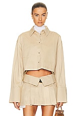 Helsa Chino Cropped Shirt in Khaki, view 1, click to view large image.