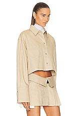 Helsa Chino Cropped Shirt in Khaki, view 2, click to view large image.