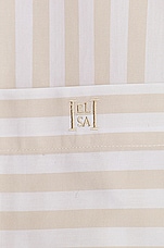 Helsa Cotton Poplin Stripe Oversized Shirt in Beige Stripe, view 6, click to view large image.