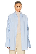 Helsa Cotton Poplin Oversized Shirt in Sky Blue, view 1, click to view large image.