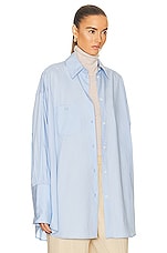 Helsa Cotton Poplin Oversized Shirt in Sky Blue, view 2, click to view large image.