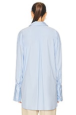 Helsa Cotton Poplin Oversized Shirt in Sky Blue, view 3, click to view large image.