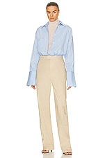Helsa Cotton Poplin Oversized Shirt in Sky Blue, view 4, click to view large image.