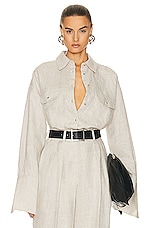 Helsa Linen Button Down Shirt in Natural Linen, view 1, click to view large image.