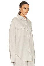 Helsa Linen Button Down Shirt in Natural Linen, view 2, click to view large image.