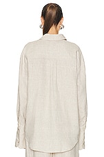 Helsa Linen Button Down Shirt in Natural Linen, view 3, click to view large image.