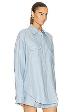 Helsa Linen Button Down Shirt in Chambray Blue, view 3, click to view large image.